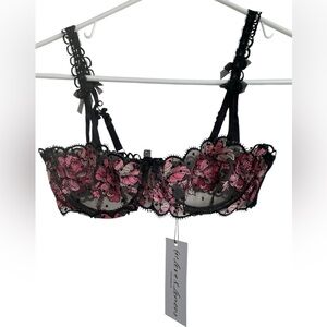 NWT For Love & Lemons Juliet Bra Women's Size XXS Floral Black underwire F